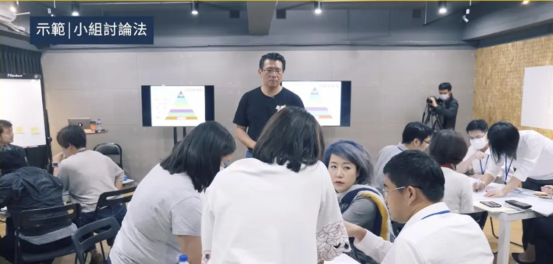 教學的技術課程現場：福哥在教室裡帶小組討論